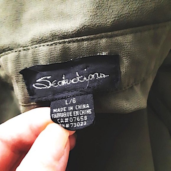 SEDUCTIONS Green Tunic Top Spread Collar Button Front Hi-low A-line Sleeveless - Picture 10 of 11